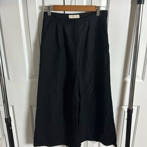 First Rite Black linen Wide Leg Trouser Pants Womens Size S
